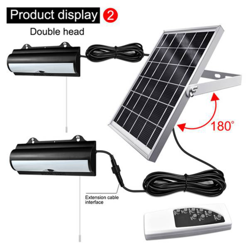 Double Head Solar Pendant Light Dimmable Remote Cord Solar Light Shed 1