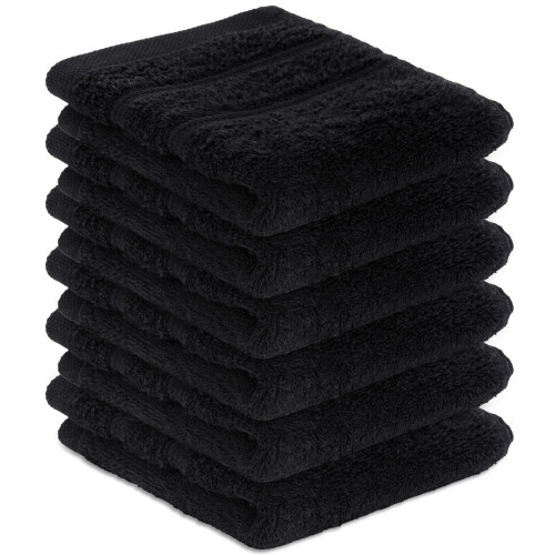 (BLACK) Perefly Cotton Washcloths Set (30 x 30 cm)