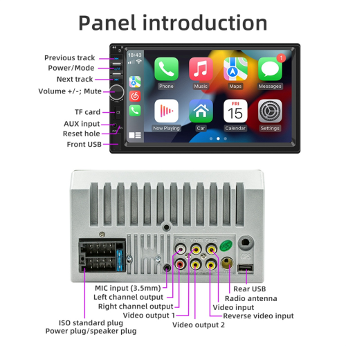 Autoradio 7 inch HD touchscreen auto Bluetooth stereo multimediaspeler