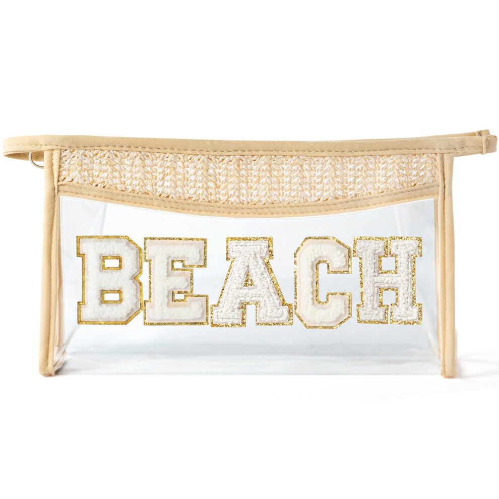 Boho Patch Beach Cosmetic Bag - Summer BEACH Chenille Varsity Toiletry Makeup Bag