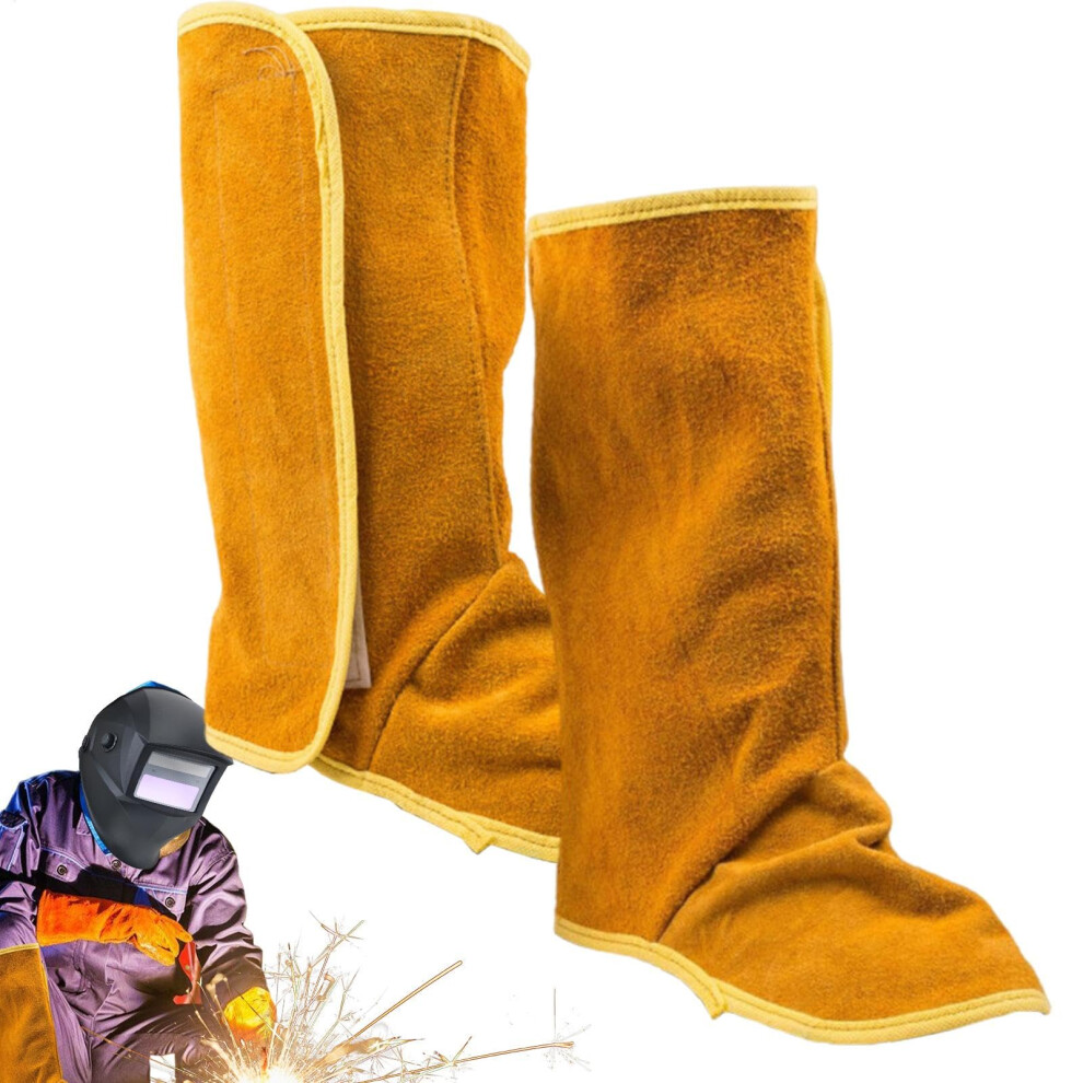 Cowhide Leather Welding Spats,Heat And Abrasion Resistant Welding Boot Shoes Covers 6276012683195