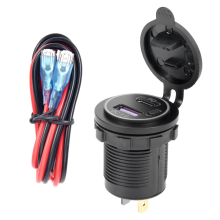 Ładowarka samochodowa USB typu C PD z włącznikiem/wyłącznikiem do motocykla i kampera, niebieska