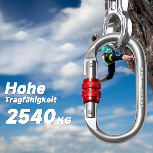 2 τεμάχια γάντζοι καραμπίνερ 25 KN, γάντζοι καραμπίνερ σε σχήμα Ο 1