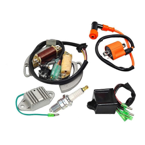 Ignition Coil Spark Plug CDI Box Voltage Regulator Rectifier & Stator Kit compatible for Yamaha Blaster YFS200 97-01