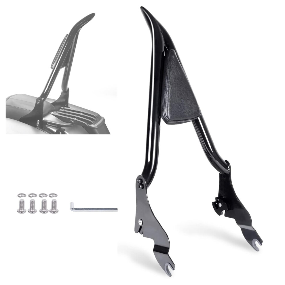 Detachable Sissy Bar Passenger Backrest Upright 26' With Rear Pad For Harley Touring 2009 (Black) Black 6276012718965