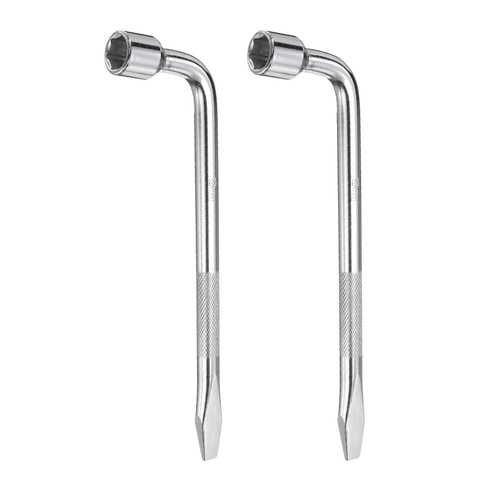 2Pcs Car Spare Tire Lug Wrench 19Mm Carbon Steel L Type Slotted End Hexagon Socket Wrench Lshaped Tire Repair Tool For Automobile Repair 6276012719276
