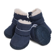 Snow Dog Boots Warm Fleece Dog Winter Booties AntiSlip Pet Shoes for Small Medium Dog Cat (Blue, 5)