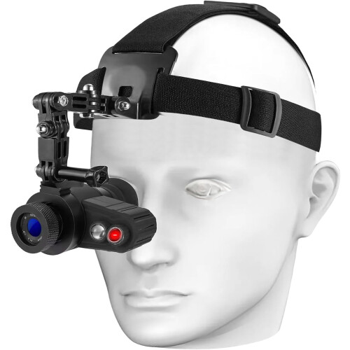 Head-Mounted Night Vision Monocular Goggles with Elastic Head Strap, Riflescope 1.54 in HD Screen(Black)