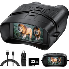 Night Vision Goggles-4K Night Vision Binoculars with Rechargeable Battery, 32GB Card, 3'' HD Screen(Black)