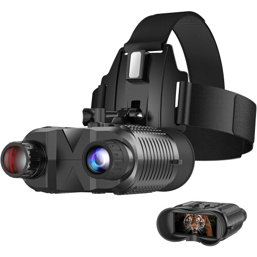 Head-Mounted Night Vision Goggles - Rechargeable Hands Free Night Vision Binoculars Goggles(Black)