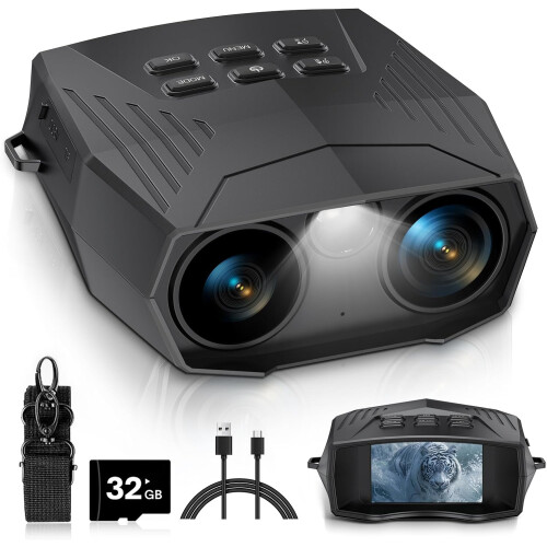Night Vision Goggles - Night Vision Binoculars for Adults, Infrared Binoculars with 3'' Large Screen(Black)