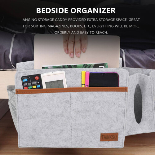 Organizer da comodino, contenitore in feltro con contenitore in tessuto 2