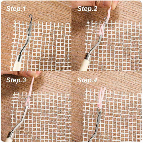 2 τεμ. Άδειος καμβάς με πλέγμα για latch hook — Σετ 2