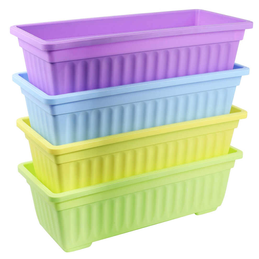 Lot de 4 jardinières à fleurs en plastique de 17 pouces, motif Vegeta