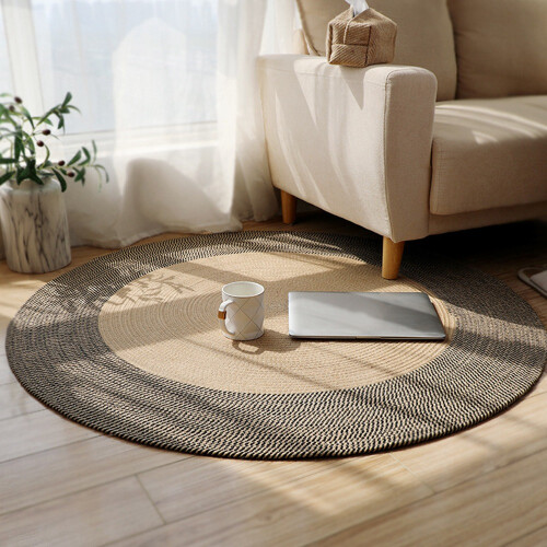 Japanese Style Woven Carpet Round Floor Mat Simple 2