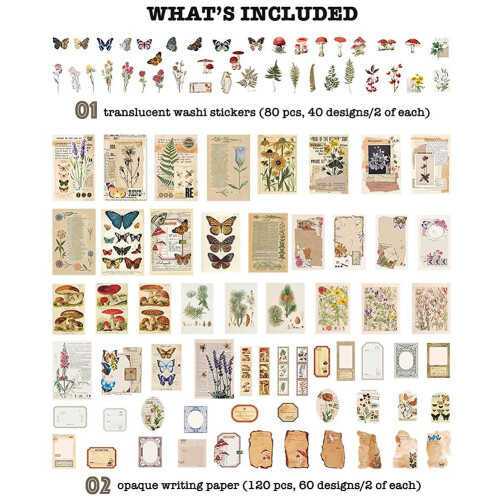 Vintage Scrapbook Supplies Pack (200 Stück) für Kunst 2