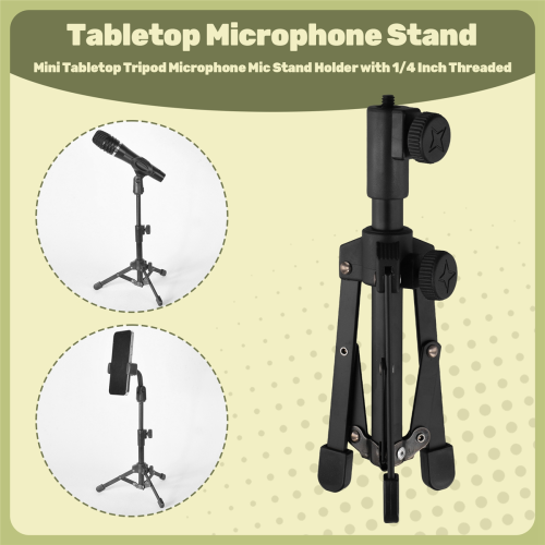 Mini Tabletop Tripod Microphone Mic Stand Holder w 2