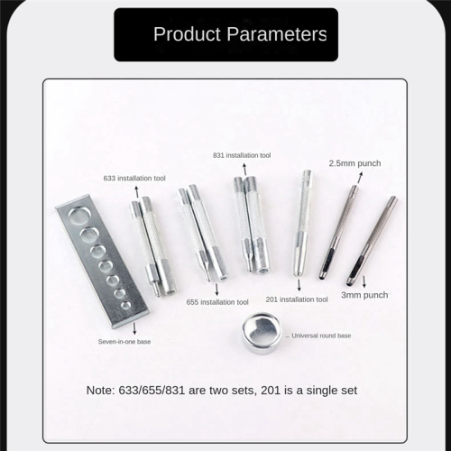 Set da 11 pezzi 633/655/831/201 Bottoni automatici con base a rivetto 2
