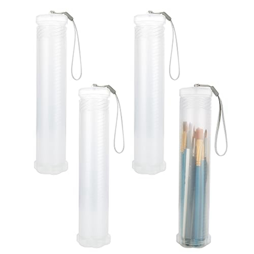 Pacote com 4 estojos extensíveis de plástico para pincéis, transparentes 2