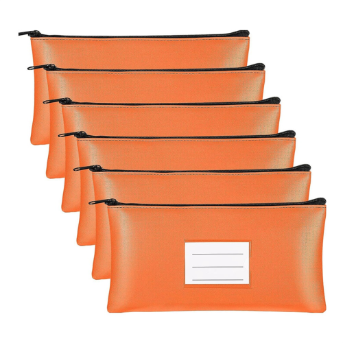 Set de 6 pungi pentru bani cu fermoar securizat, depozit bancar B