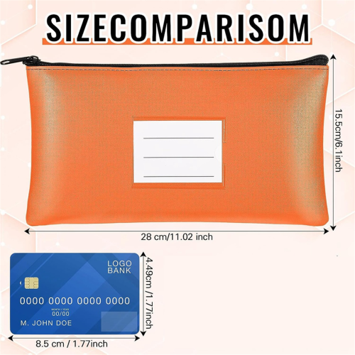 Set de 6 pungi pentru bani cu fermoar securizat, depozit bancar B 2