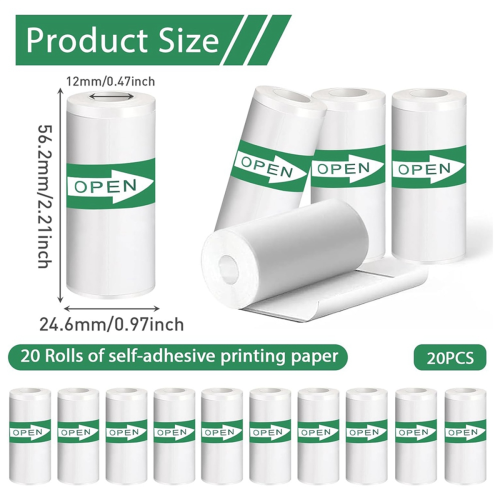 20 stuks mini printerpapier, thermisch stickerpapier, Se 2