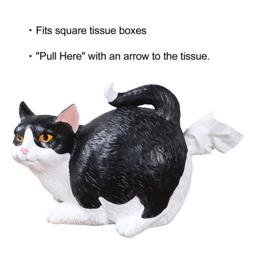 Cat Butt Tissue Holder - Orange Tabby Square Box C 2
