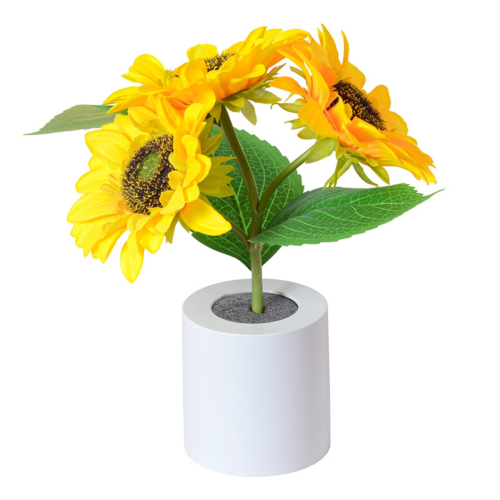 Lámpara LED de girasol, luz nocturna artificial, recargable por USB
