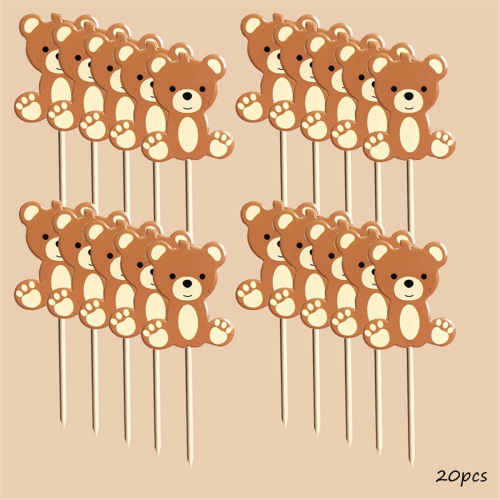 20x Cartoon Bär Kuchen Topper Nette Papier Tags für 2