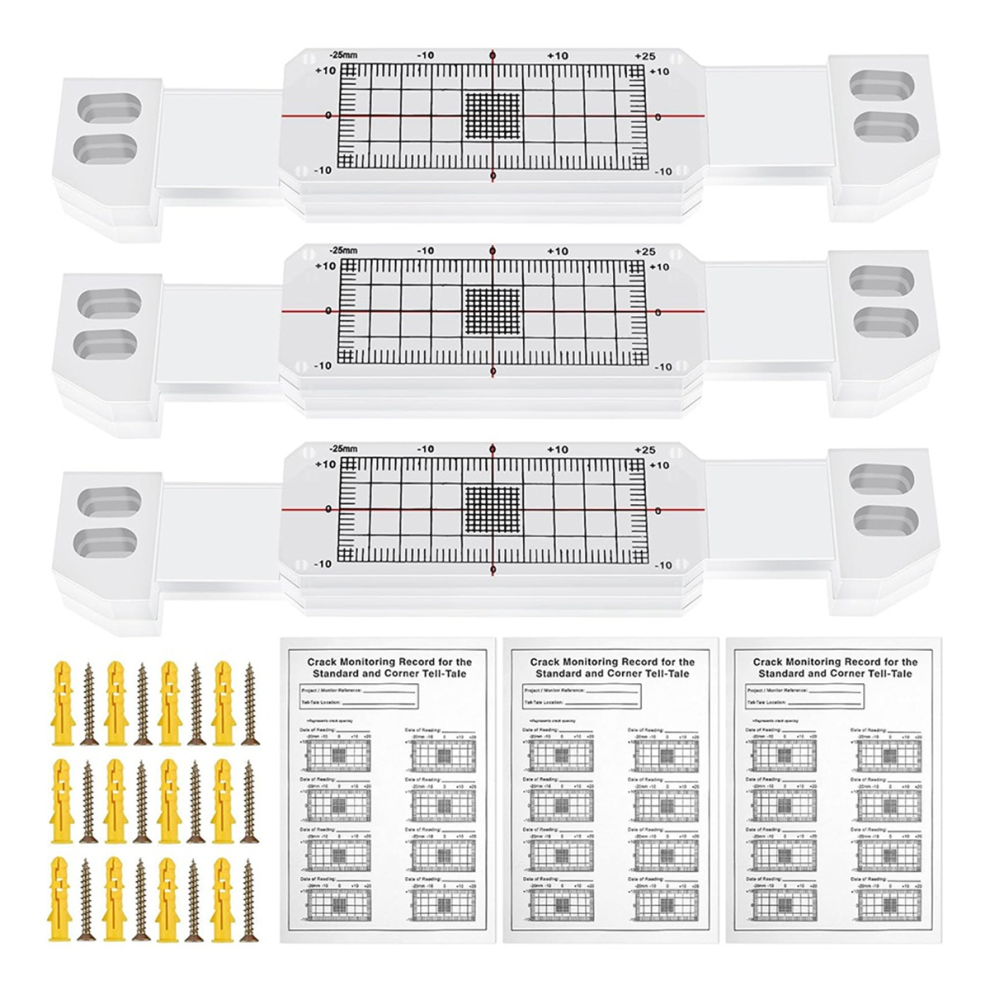 Semoic 3 Pcs Crack Monitoring Record, Acrylic Corner Tell