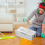 Cubo de limpieza plegable y plano con ruedas 11