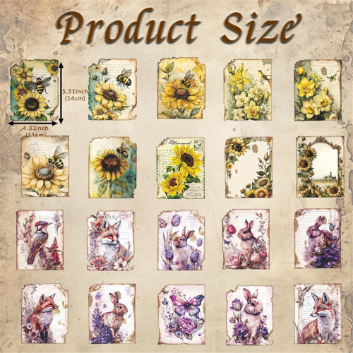 60 pezzi di carta vintage per scrapbooking e decoupage per pelliccia 2
