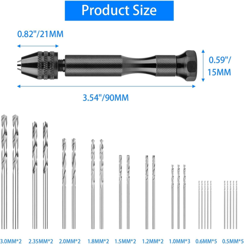 Hand Drill Set, 25PCS Twist Bits and 10PCS PCB Min 2