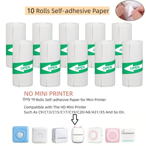 10 stuks Mini thermische printer stickerpapier zelfklevend 2