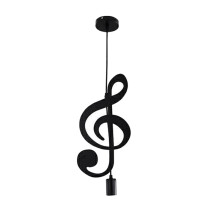 Lampada a sospensione, lampada da soffitto in ferro a forma di nota musicale appesa