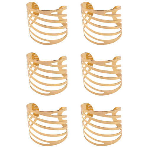 Goldene Serviettenringe 6er Set, Hohlringhalter für 2