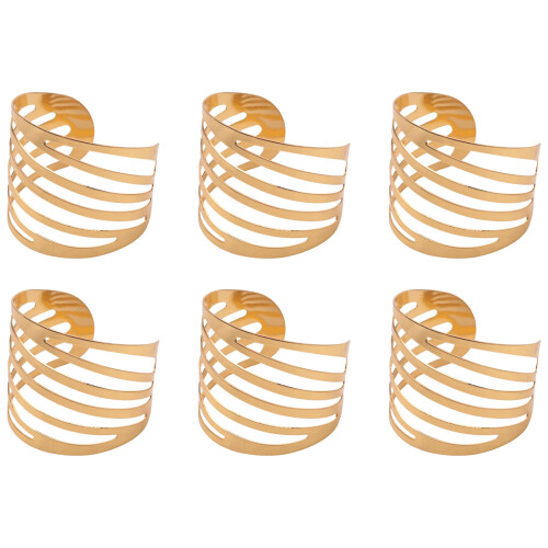 Goldene Serviettenringe 6er Set, Hohlringhalter für
