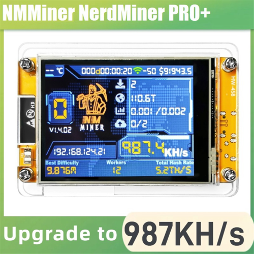 NMMiner NerdMiner Upgrade 987 H/s, hashrate 2,8 inch 2