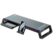 4 USB-portos PC-monitor állvány billentyűzet-tárolóhelyével laptophoz