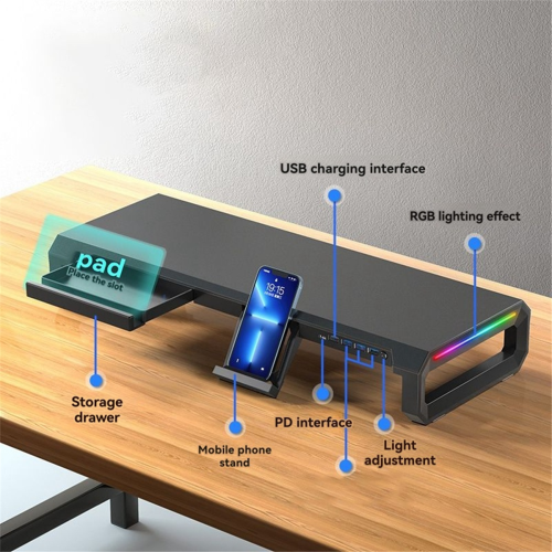 4USB PC Monitor Stand Keyboard Storage Space Lapto 2