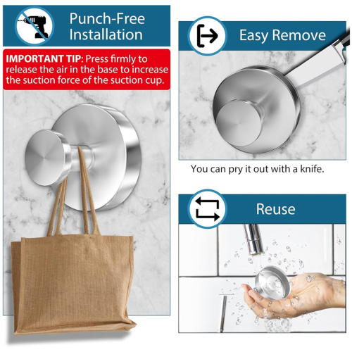 2PCS Suction Cup Hooks for Shower, Wall No-Drill B 2