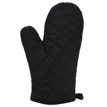 1 Pair Heat-Resistant Cotton Oven Gloves, 160C Protection, Safe Baking & Grilling Mitts, Black