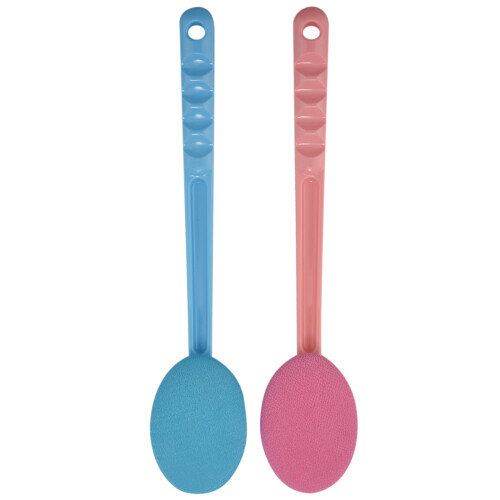 2 Roze & Blauwe Rugmassage Badborstel Easy Lotion