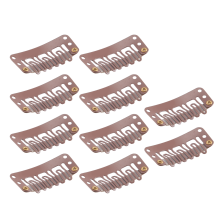 10pcs Brown Snap Clips U-shape Metal for Hair Exte