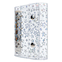 Capa para fichário econômica A7 em PVC transparente com 6 argolas e glitter St