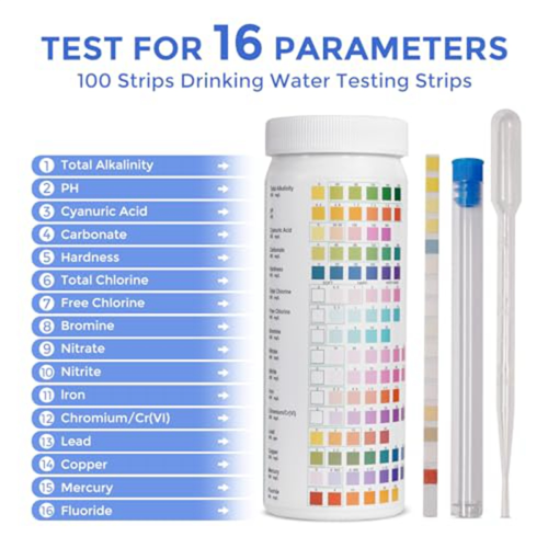16-i-1 vann-teststrimler, drikkesett, 100 strimler 2