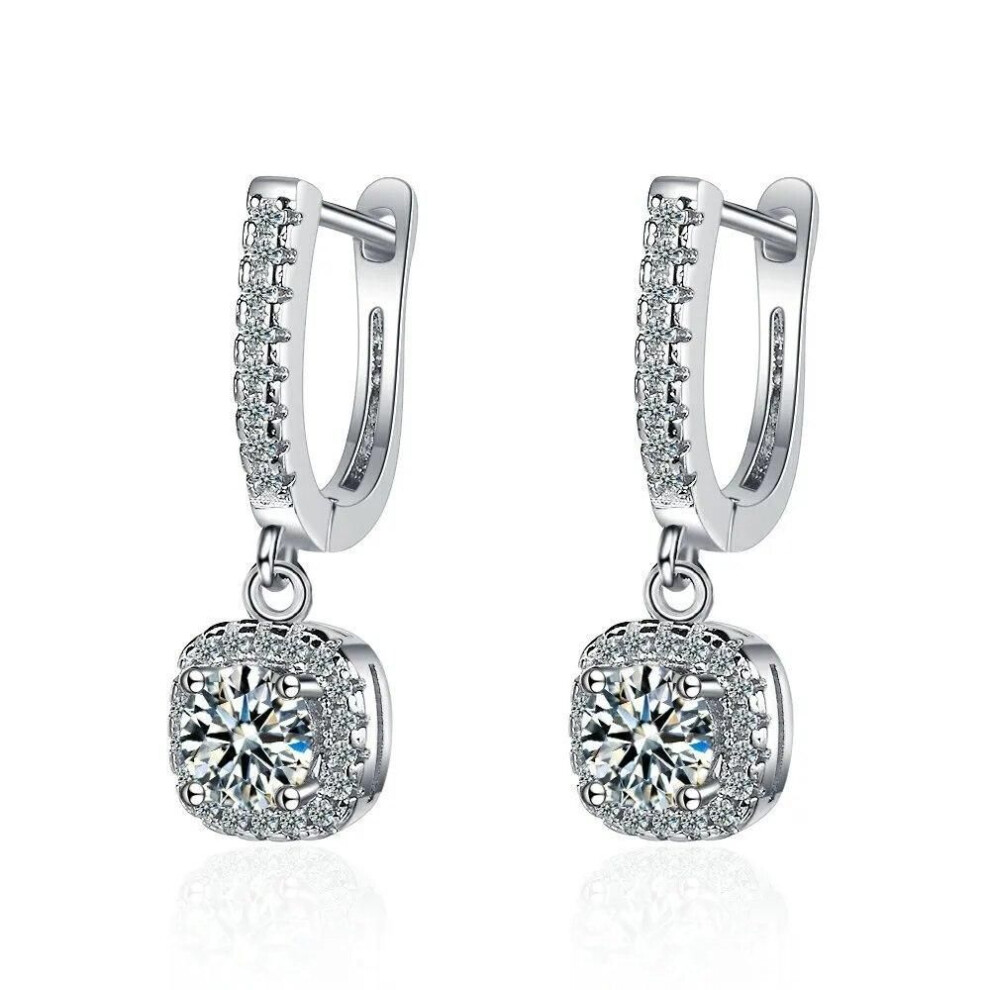 Hoop Earring For Women Lab Created Diamond 925 Sterling Silver Dainty Hoop Dangle Earring Fine Jewelry