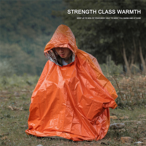 Poncho de pluie à capuche imperméable d'urgence O 2
