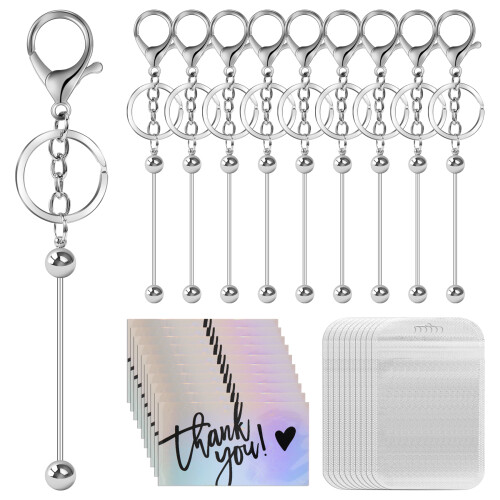 Beadable Keychain Bars Metal Bead Set for DIY Craf 2