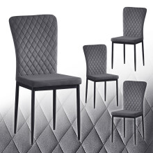 4PCS Dinning Chair Velvet Grey High Backrest Home